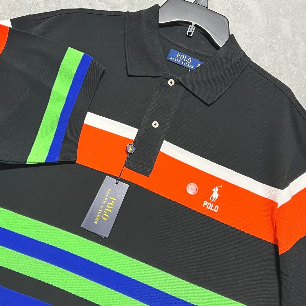 Polo Ralph Lauren Colorblock Stripe Cotton Mesh Polo Shirt Men LT Tall Classic